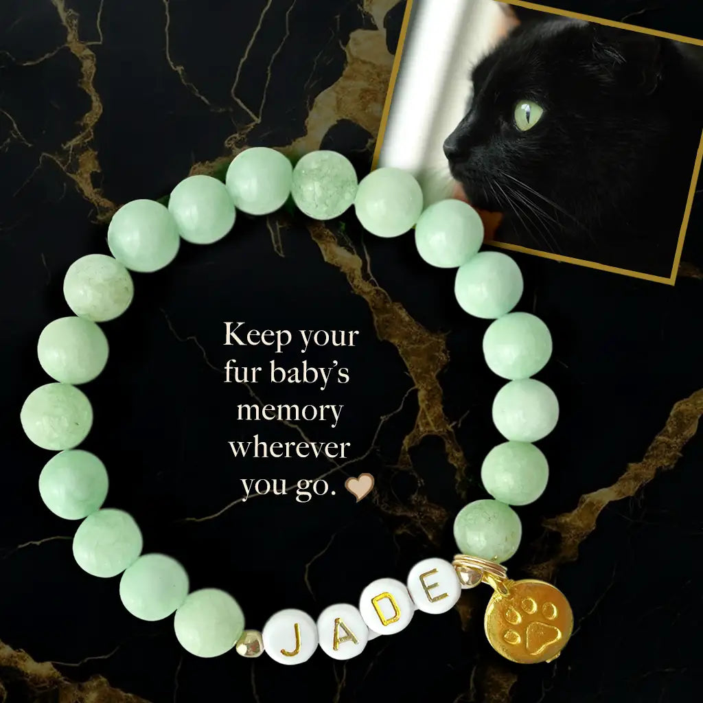 Pet Keepsake Memorial Paw Print Bracelet - Mint Jade