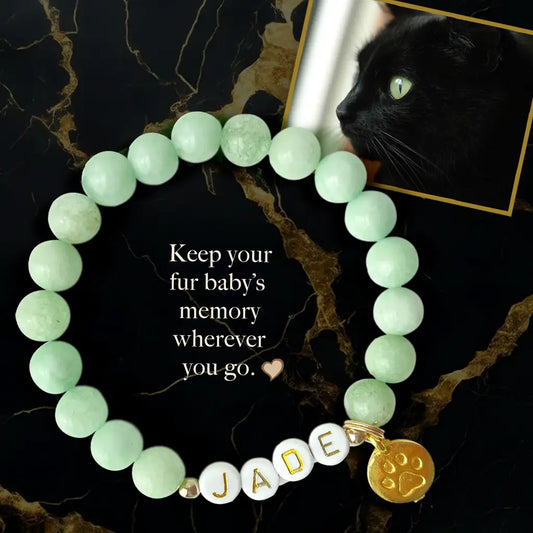 Pet Keepsake Memorial Paw Print Bracelet - Mint Jade