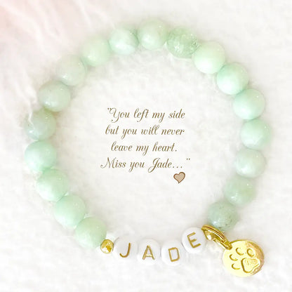 Pet Keepsake Memorial Paw Print Bracelet - Mint Jade