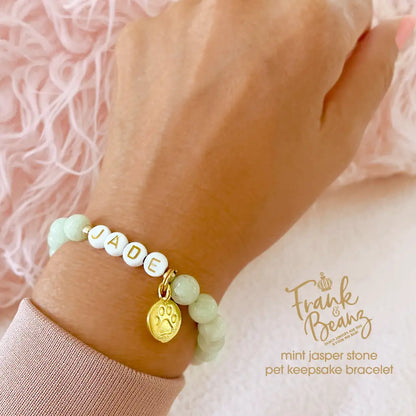 Pet Keepsake Memorial Paw Print Bracelet - Mint Jade