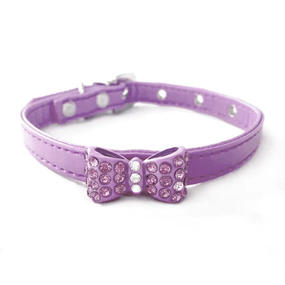 Rhinestone Bowtie Pet Collar - Lilac