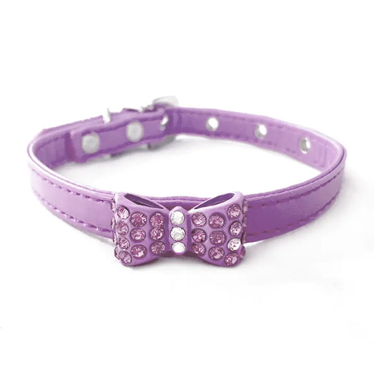 Rhinestone Bowtie Pet Collar - Lilac