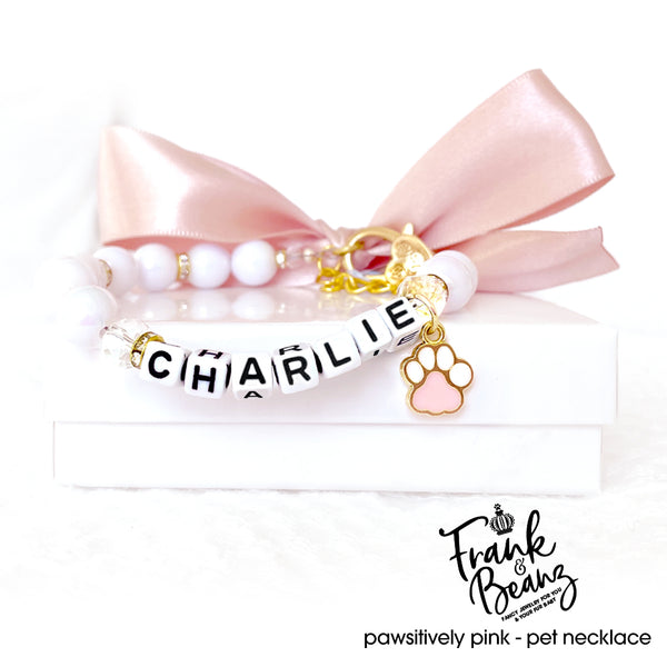 Pawsitively Pink— Personalized Paw Charm Dog & Cat Necklace