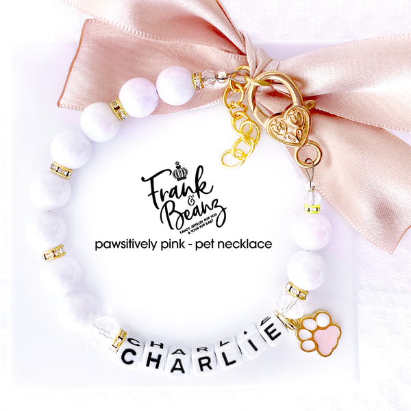 Pawsitively Pink— Personalized Paw Charm Dog & Cat Necklace