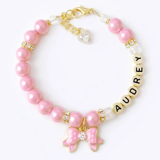 Hollywood Glam Pink Beaded Pet Necklace- Beverly Hills
