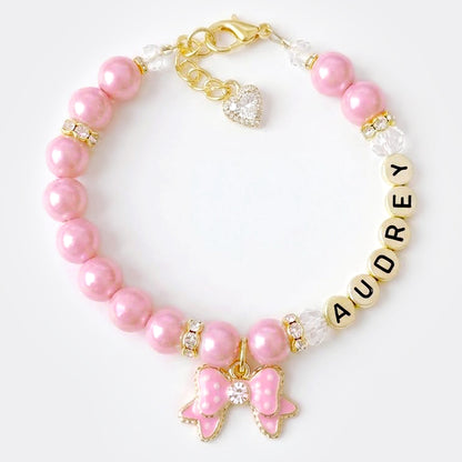 Hollywood Glam Pink Beaded Pet Necklace- Beverly Hills