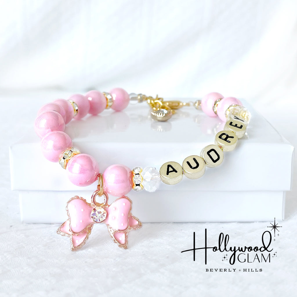 Hollywood Glam Pink Beaded Pet Necklace- Beverly Hills