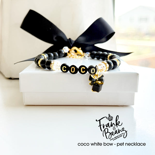Black Crystal Bow Pet Necklace for Cats & Dogs