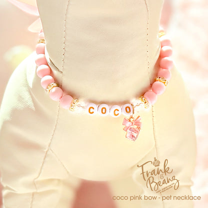Pink Crystal Bow Pearl Pet Necklace for Cats & Dogs