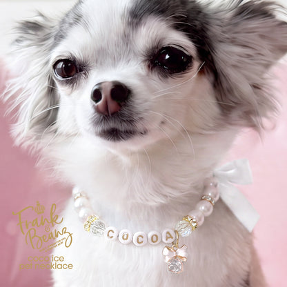 White Bow Personalized Pearl Dog & Cat Necklace