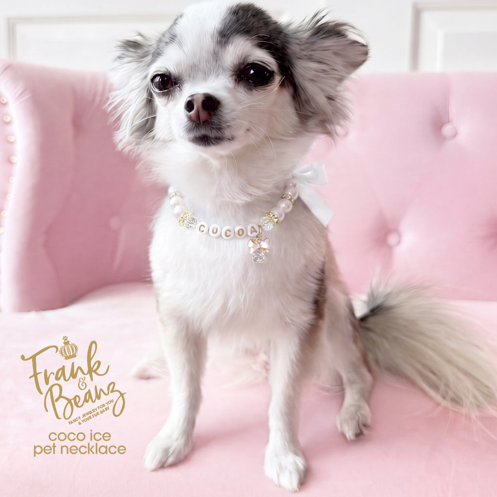 White Bow Personalized Pearl Dog & Cat Necklace