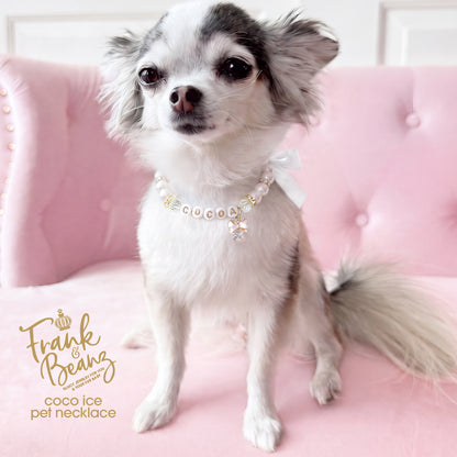 White Bow Personalized Pearl Dog & Cat Necklace