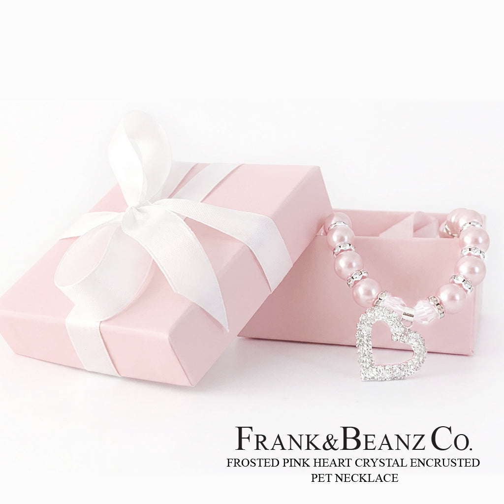 Rhinestone Heart Frosted Pink Pearl Pet Necklace