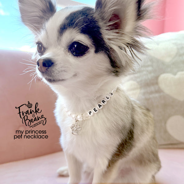 My Little Princess Pearl Dog & Cat Necklace with Rhinestone Crown