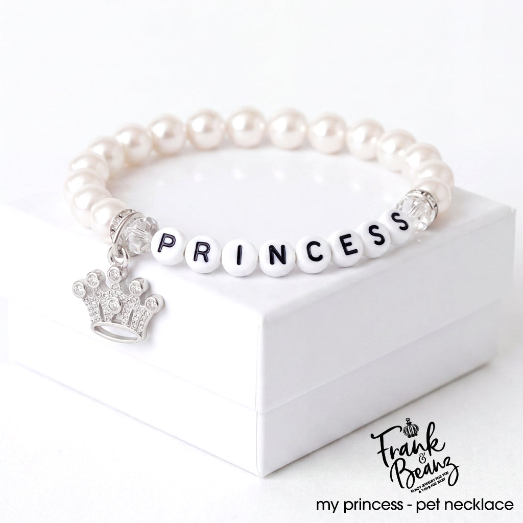My Little Princess Pearl Dog & Cat Necklace with Rhinestone Crown