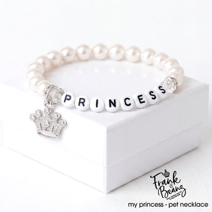 My Little Princess Pearl Dog & Cat Necklace with Rhinestone Crown