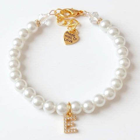 Rhinestone Gold Letter Charm Pet Necklace