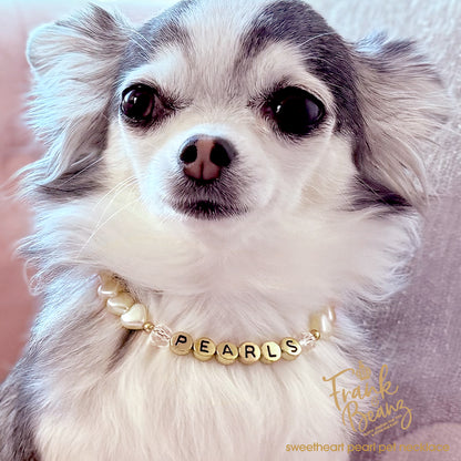 Heart Shaped Pearls Cat & Dog Necklace - Custom Pet Jewelry