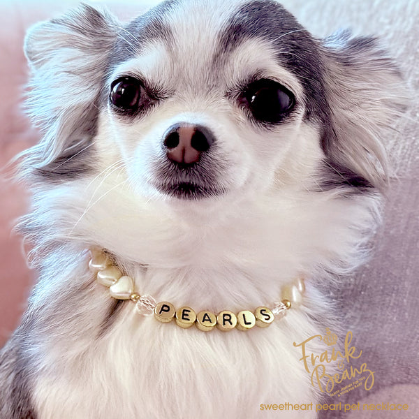 Heart Shaped Pearls Cat & Dog Necklace - Custom Pet Jewelry