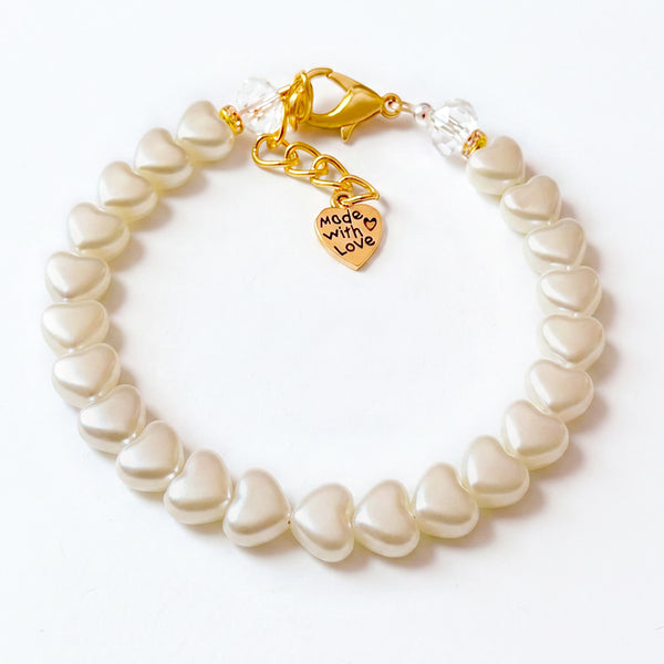 Heart Shaped Pearls Cat & Dog Necklace - Custom Pet Jewelry