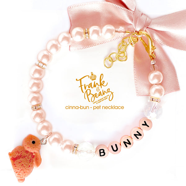 Cinna-Bun Bunny Pearl Dog Necklace Collar Fancy Easter Pet Necklace