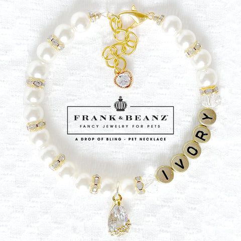 Drop of Bling Pearl Dog Necklace Cat Necklace Luxury Pet Jewelry