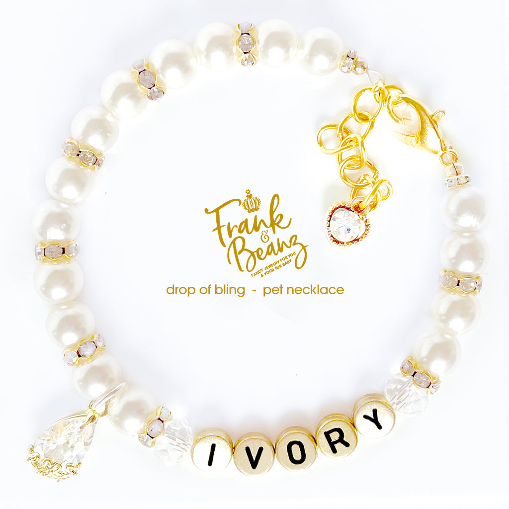 Drop of Bling Pearl Dog Necklace Cat Necklace Luxury Pet Jewelry