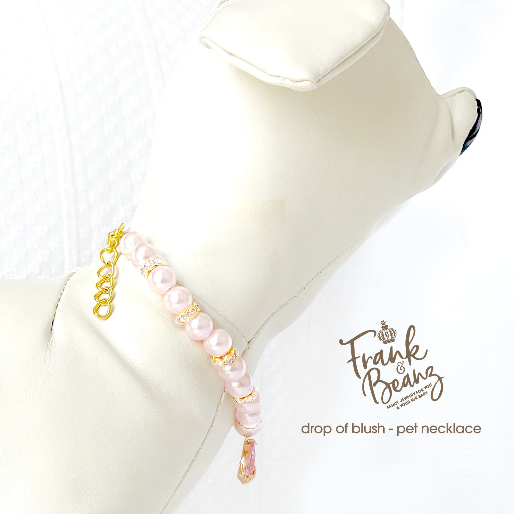 Drop of Blush Pearl Dog Necklace Cat Necklace Luxury Pet Jewelry
