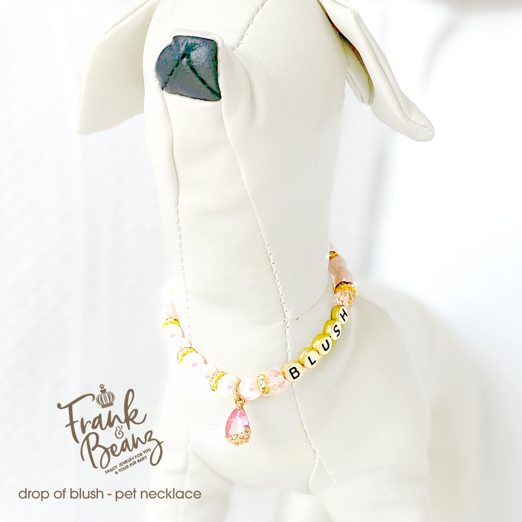 Drop of Blush Pearl Dog Necklace Cat Necklace Luxury Pet Jewelry