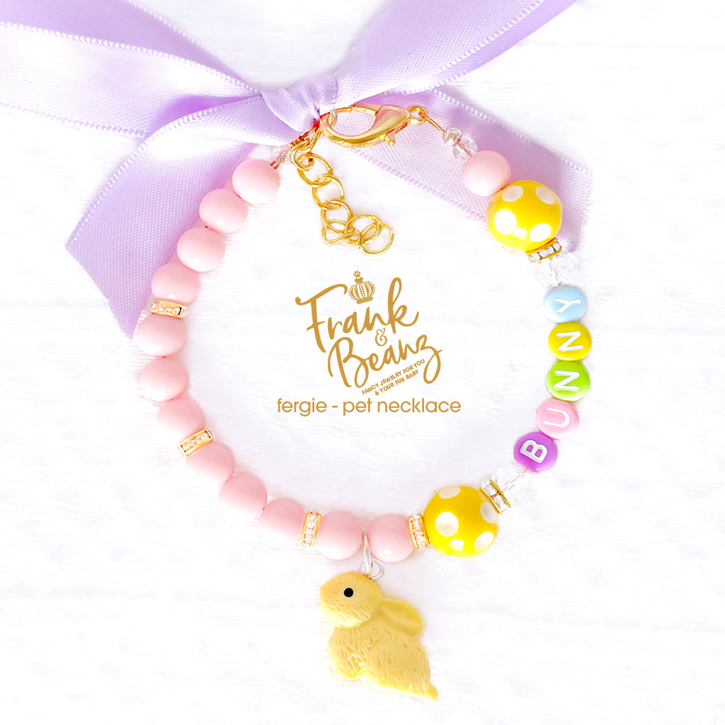 Fergie the Bunny Carnival Pearl Dog Necklace Collar Easter Cat Collar