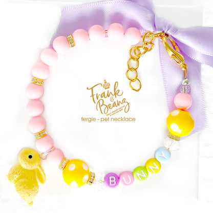 Fergie the Bunny Carnival Pearl Dog Necklace Collar Easter Cat Collar