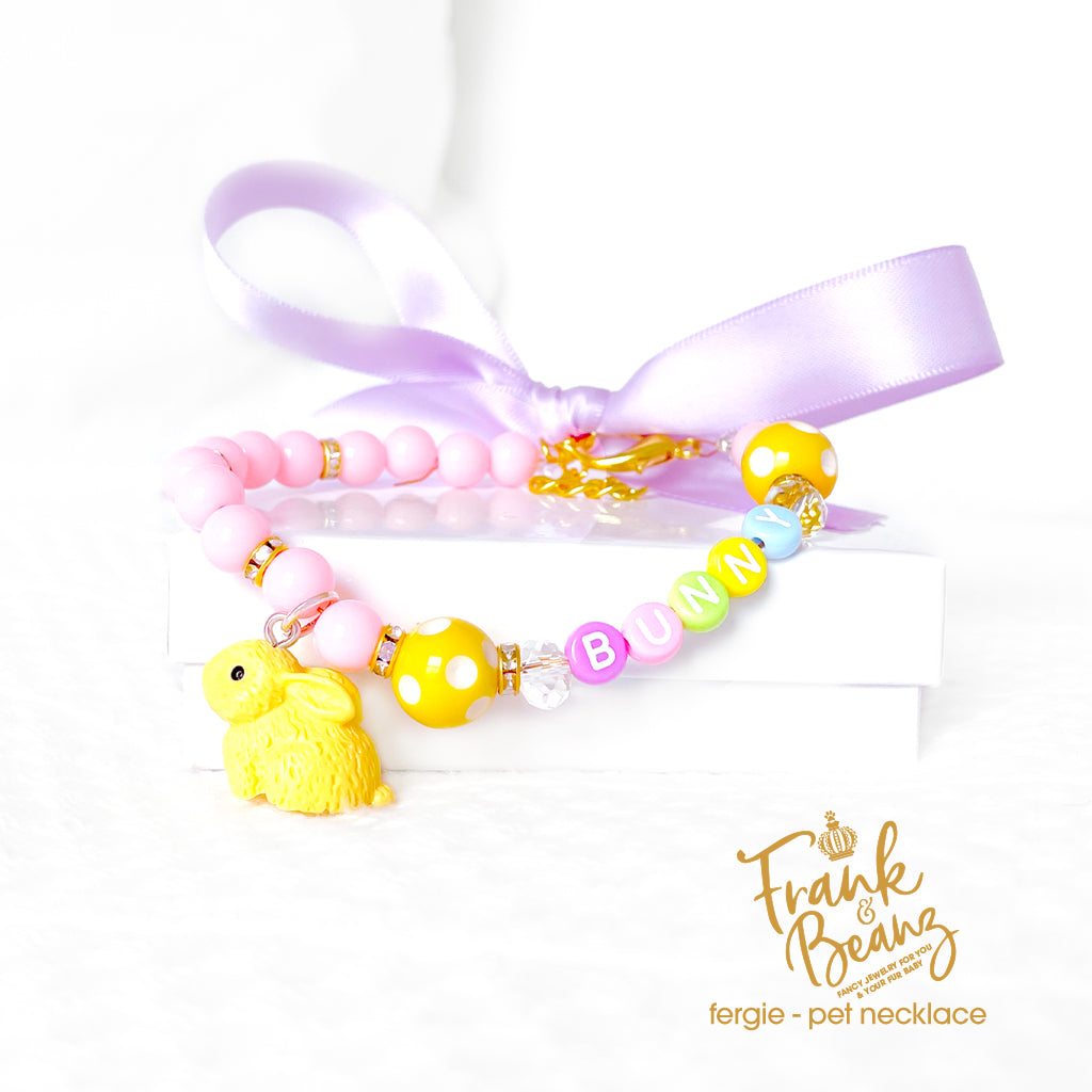 Fergie the Bunny Carnival Pearl Dog Necklace Collar Easter Cat Collar