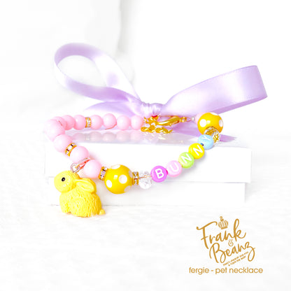 Fergie the Bunny Carnival Pearl Dog Necklace Collar Easter Cat Collar