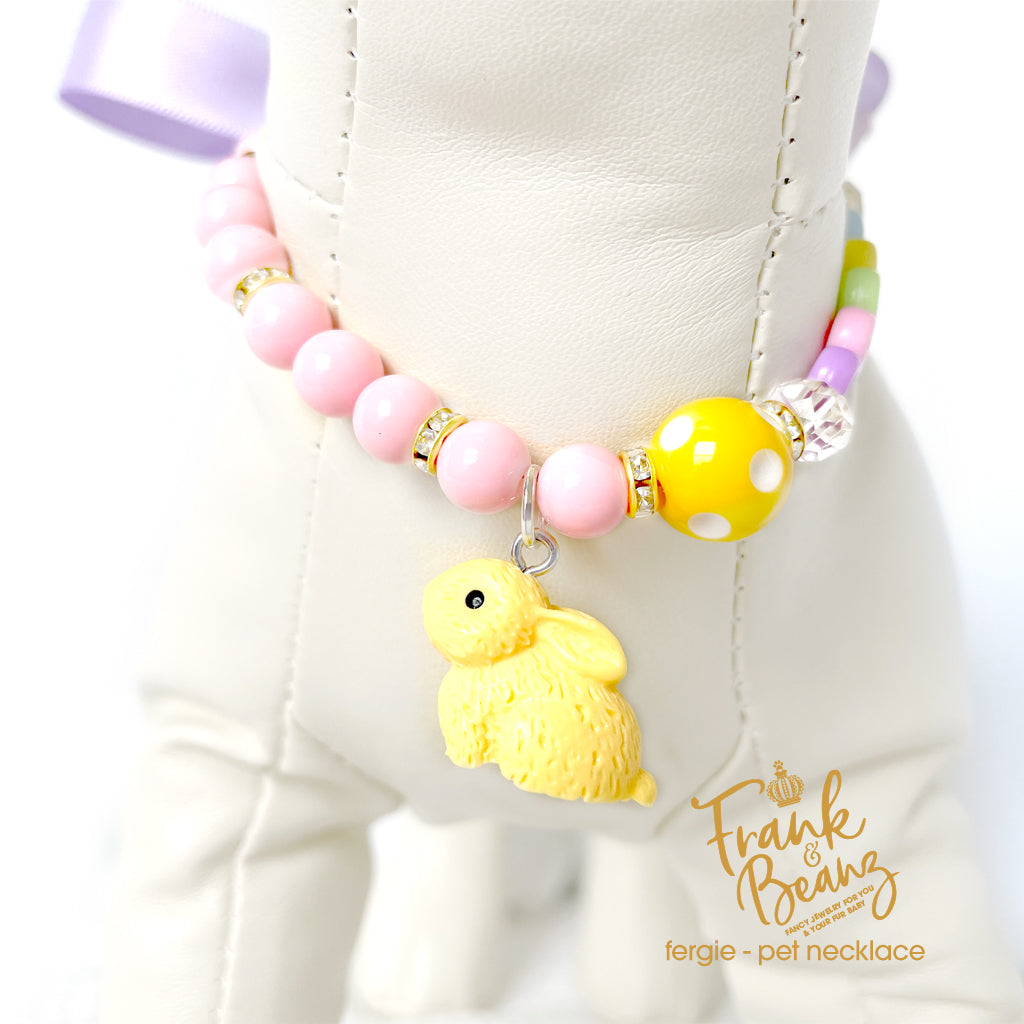 Fergie the Bunny Carnival Pearl Dog Necklace Collar Easter Cat Collar