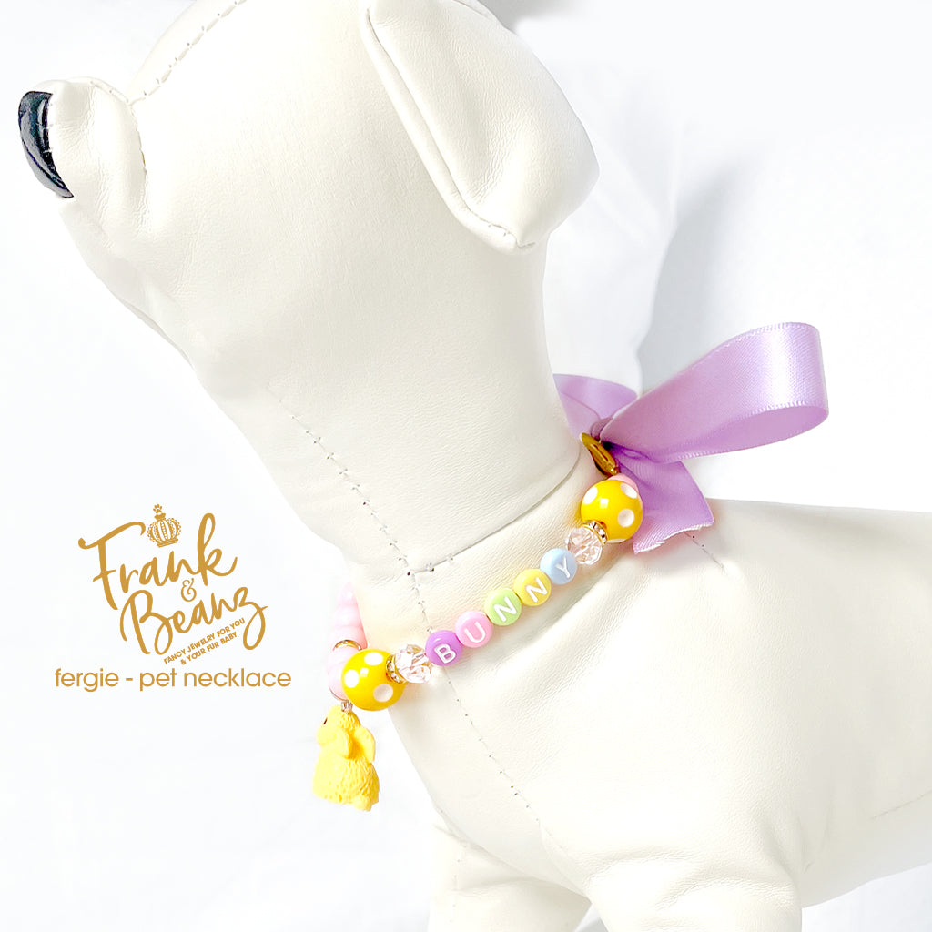 Fergie the Bunny Carnival Pearl Dog Necklace Collar Easter Cat Collar