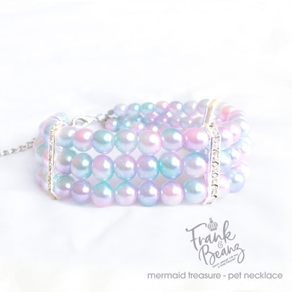 Mermaid 3 Layer Pearls Dog Collar Necklace Cat Collar Necklace