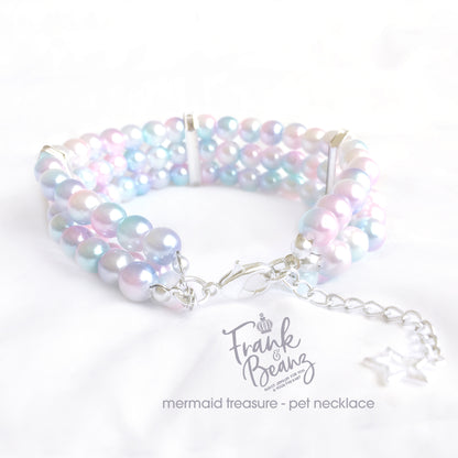 Mermaid 3 Layer Pearls Dog Collar Necklace Cat Collar Necklace