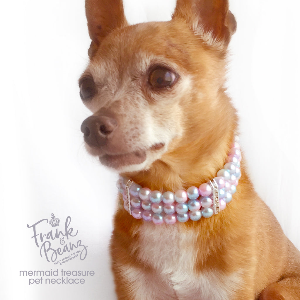 Mermaid 3 Layer Pearls Dog Collar Necklace Cat Collar Necklace