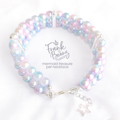 Mermaid 3 Layer Pearls Dog Collar Necklace Cat Collar Necklace