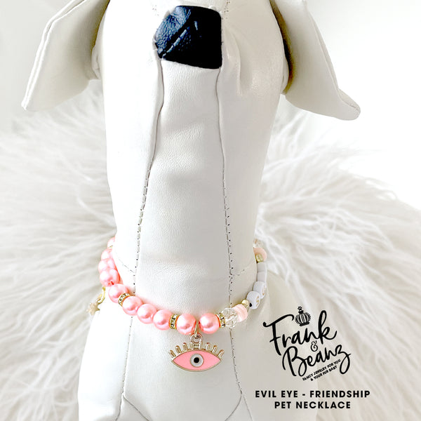 Evil Eye Friendship Pink Pearl Dog Necklace Luxury Cat Necklace