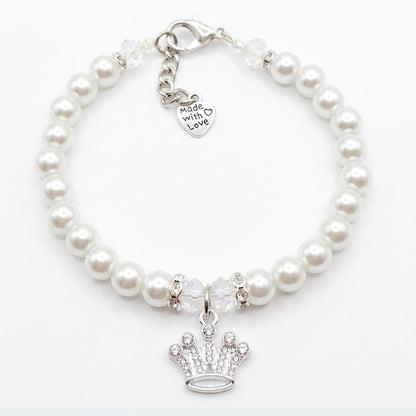 Princess Crown Personalized Pearl Dog & Cat Necklace