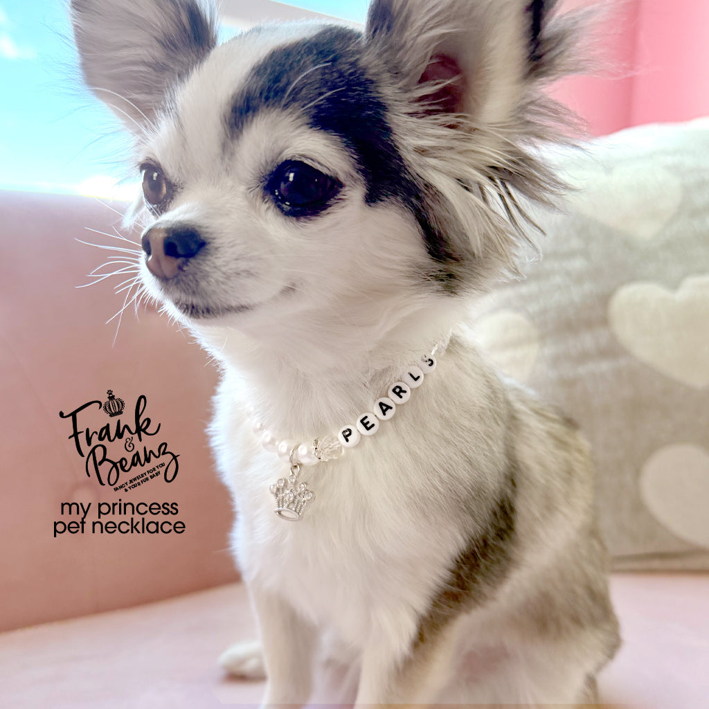 Princess Crown Personalized Pearl Dog & Cat Necklace