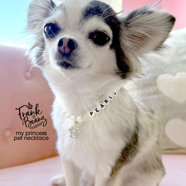 Princess Crown Personalized Pearl Dog & Cat Necklace