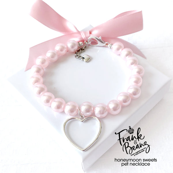 Honeymoon Sweets Pearl Heart Dog Necklace Luxury Pet Jewelry