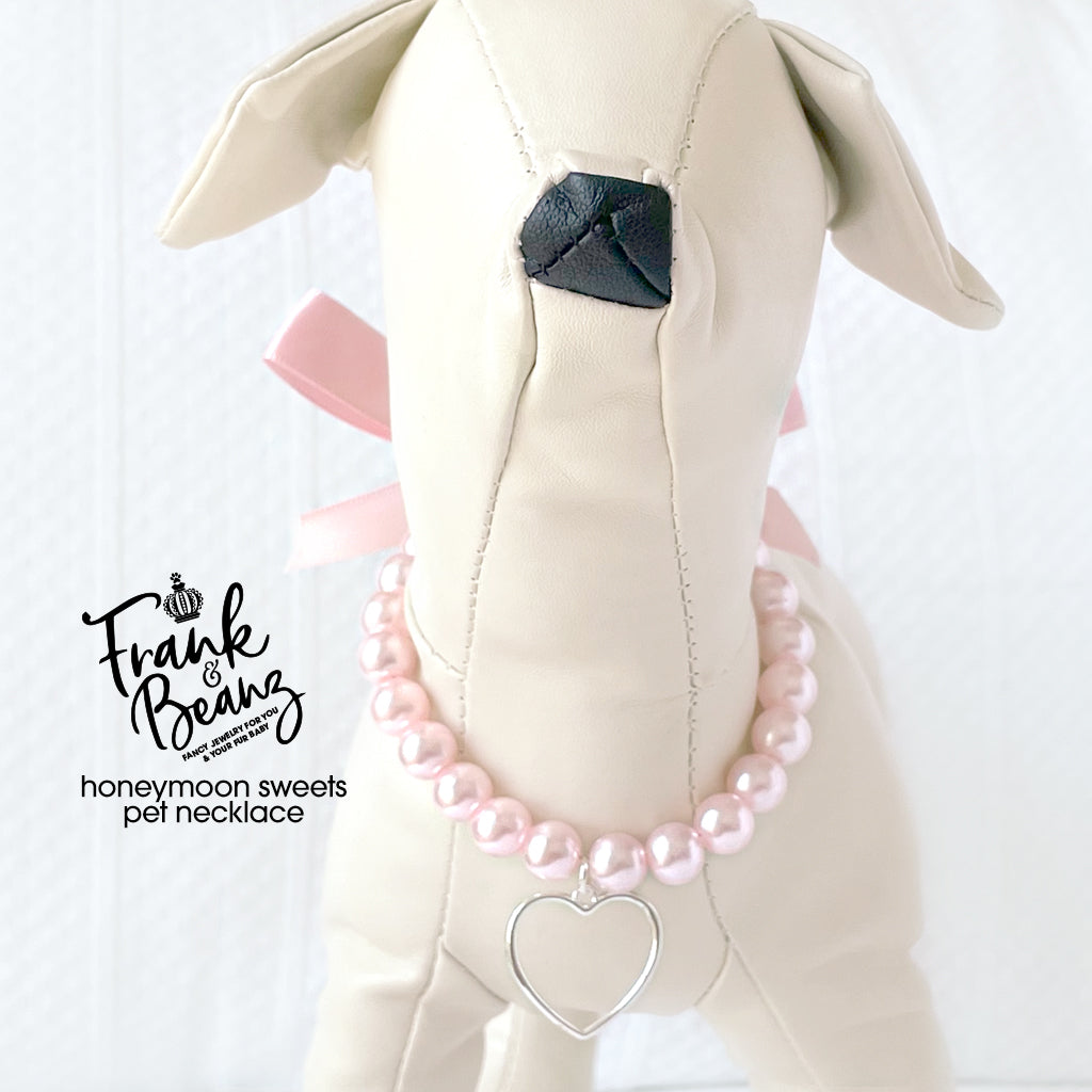 Honeymoon Sweets Pearl Heart Dog Necklace Luxury Pet Jewelry