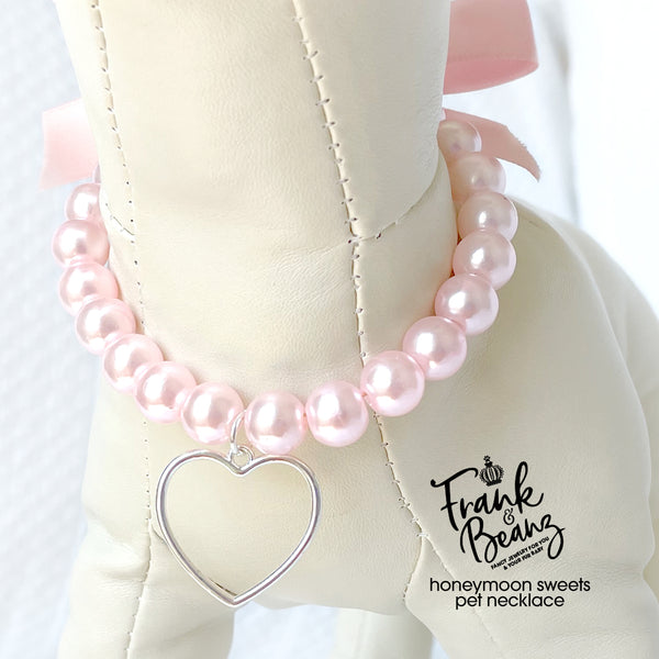 Honeymoon Sweets Pearl Heart Dog Necklace Luxury Pet Jewelry