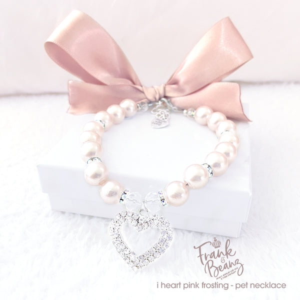 Frosted Pink Pearl Dog Necklace Personalized Cat Necklace Collar Pet Jewelry