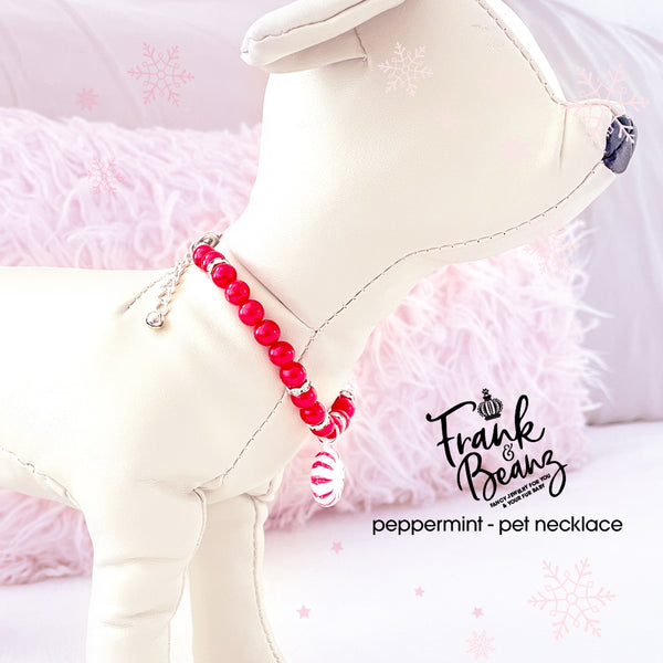 Christmas Dog Necklace Cat Collar Necklace Personalized Pet Jewelry Peppermint