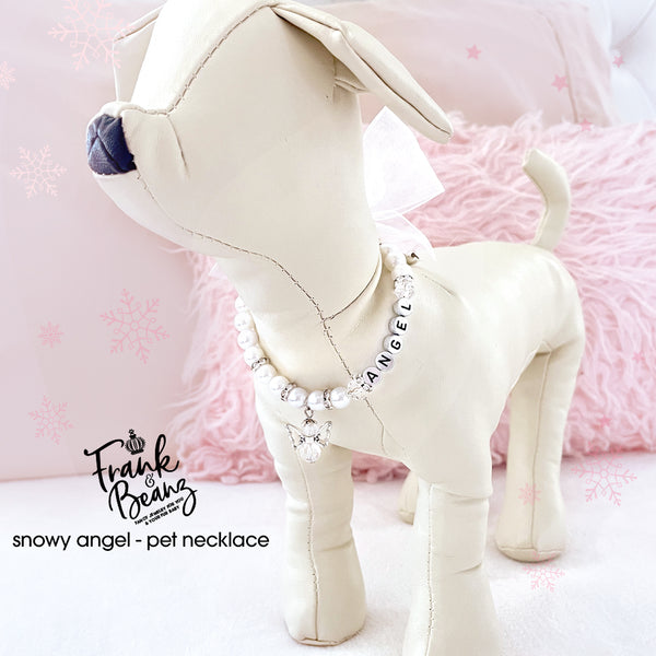 Christmas Dog Necklace Cat Collar Holiday Pet Necklace Snowy Angel