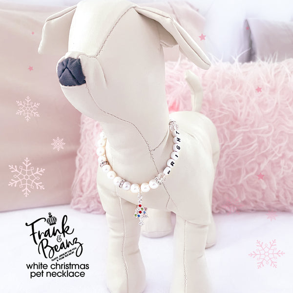 White Christmas Dog Necklace Cat Collar Necklace Personalized Pet Jewelry